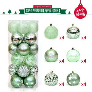 Spot Christmas decorations 6cm24pcsPVC barrel painted Christmas ball set