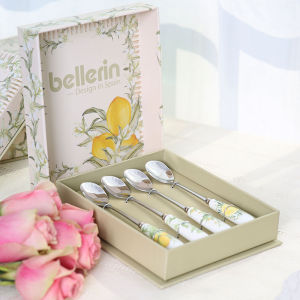 Bellerin from Spain stainless steel Flatware collection with Lemon Tree ceramic handle (set of 4 Teaspoon)