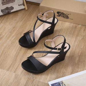 [JY] New summer Fashion 2.5 inch Wedge Leather High Heel Sandals  for Women