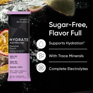 Sports Research® Hydrate Electrolytes Powder 1 Sachet - Sugar Free Naturally Flavored with Vitamins