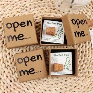 DOWNA Phim hoạt hình Hộp quà tặng nút bịt với thẻ Mở cho tôi Nút chai giỡn Hài hước lạ Hộp quà tạ giả Dành cho quà cưới tiệc sinh nhật