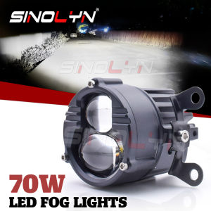 Sinolyn LED ไฟตัดหมอก Bi LED สากลเลนส์ 12-24 โวลต์ สปอตไลโปรเจคเตอร์รถไฟ สีขาว/เหลือง สำหรับรถยนต์ รถจักรยานยนต์ ปรับแต่ง