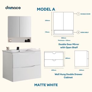 Baron A110-ST SS Basin Cabinet Solid Top & Heavy Duty Vanity w/ Sintered Stone Top Top Mount Basin & Mirror Cabinet Set