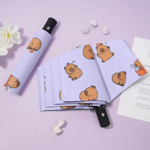 Capybara Folding Umbrella Auto Open UV Protection Sun Rain Windproof Portable Student Travel