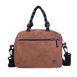 FX Street Workwear Style Suede Square Crossbody Bag for Women Large Capacity Knot Handle Handbag XF