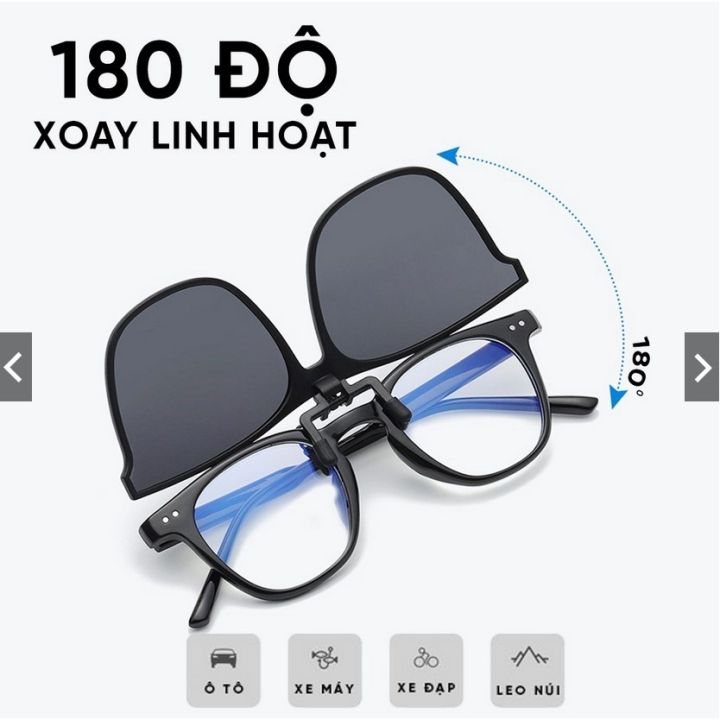 Mắt râm kẹp kính cận vuông phân cực Polarized, Kẹp kính râm cho người ...