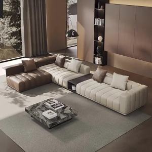 Sofa Genuine Leather Inline Corner Fabric Piano Key Sofa