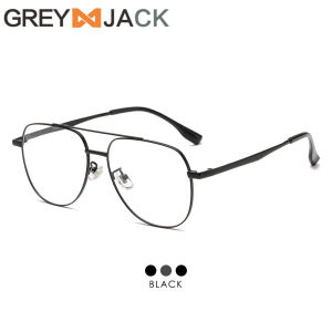 Grey Jack Frame Kacamata Bahan Titanium Model Aviator Ringan Kokoh Fashion Pria Wanita  Bisnis Style Simple Ringan Bisa Minus Antiradiasi Bluecromic 98584