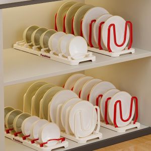 ZYJC Adjustable Telescopic Dish Drying Rack Space Saving U-shaped Kitchen Storage Shelf Stand Rack Plastic Tableware Holder Bowl Plate Storage