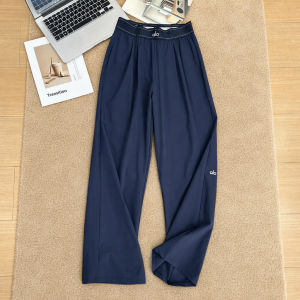alo In-stock straight-leg pants with a flowing drape woven elastic fabric slimming effect yoga and sports long pants for women four-way stretch fabric