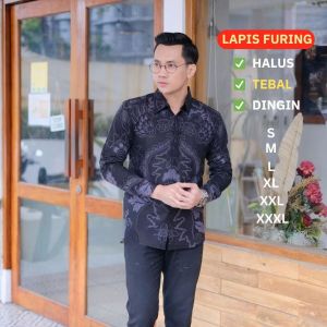 Baju Batik Pria Dewasa Lengan Panjang Warna Hitam Pekat  Lapis Furing SUPER Premium 2026