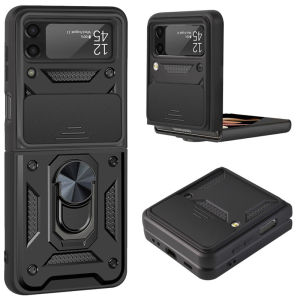 For Samsung Galaxy Z Flip 3 4 Case Car Ring Shockproof Armor Stand Holder Phone Cases for Galaxy ZFLIP3 ZFLIP4 Cover