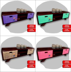 MEJA TV 43 Inci Minimalis Modern Rangka Kayu Jati Bufet Ruang Tamu Rak Murah Serbaguna Terlaris