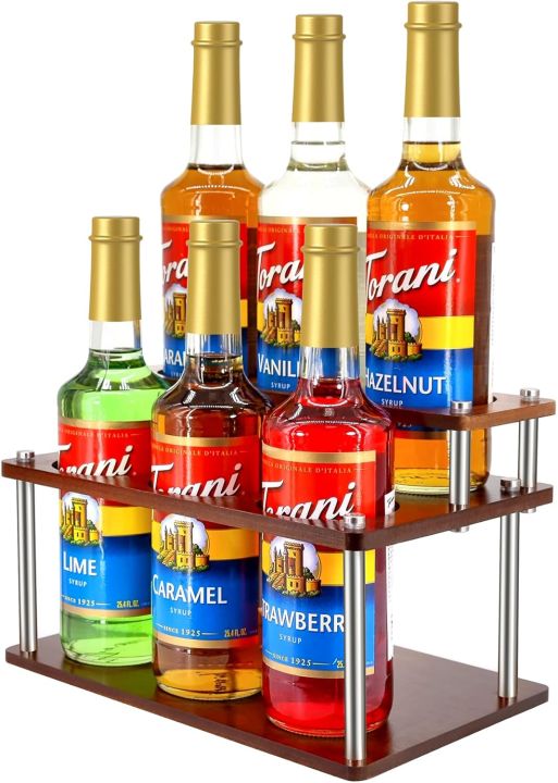 Coffee syrup organizer rack, 2-tier coffee syrup stand holder for ...