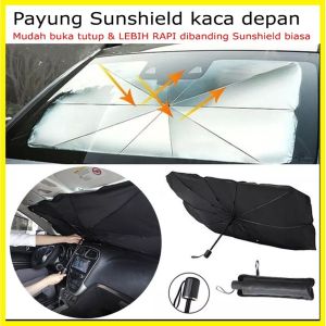 PAYUNG MOBIL Pelindung Matahari Hitam - Payung Mobil Anti Panas - Payung Lipat Pelindung Sinar Matahari Untuk Kaca Mobil Depan - Payung Mobil Terbalik Jumbo murah - Payung Pelindung Anti Panas Mobil Kaca Depan - Bisa COD