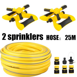 Lawn Sprinkler With Garden hose Tandem sprinklers Automatic 360° Rotating Garden Water Sprinkler Lawn Roof Irrigation