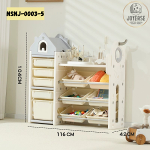 JOYEASE House Design Kids Children Utility Bookshelf DIY Storage Toy Rack Bins with drawer