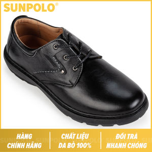 Giày nam buộc dây da bò SUNPOLO XIPO01 Nam tính mạnh mẽ (Đen Nâu)