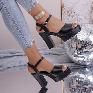 [Free Shipping] WomenS Summer High-Heeled Platform Sandals Waterproof 2026 New Korean Style With A Single-Strap Design And A Fish-Mouth Opening