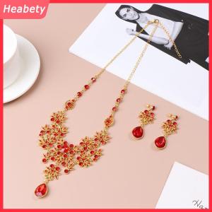 Heabety Wedding party Vòng cổ bông tai Set Flower Water Drop Vòng cổ Bridal Wedding trang sức phụ kiện