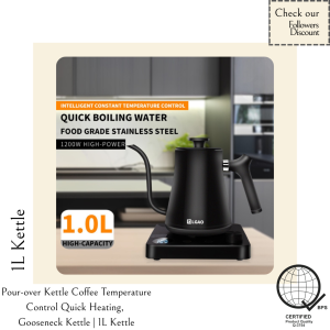 1L Gooseneck Electric Kettle with Temperature Control and Keep-Warm Feature Digital Pour Over Kettle Stainless Steel Smart Electric Gooseneck Coffee Kettle Quick Boiling Pour Over Kettle With LCD Panel