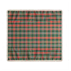 Red Green Grunge Tassel Full Cover Sofa Cover Christmas Towel