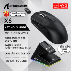 Chuột Máy Tính Bluetooth Không Dây Siêu Chip PAW3395 Attack Shark X3 Cảm Biến Cao Cấp