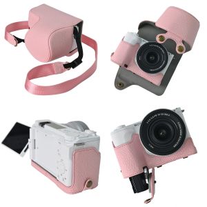 【NEW F】Lichi Print Pu Leather ZVE10M2 Camera Case Bag For Sony ZV-E10II ZV-E10 Mark II Camera Battery Opening Cover With Shoulder Strap