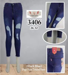 Haokan #530 Light Blue MidWaist Streachable Skinny Women Pants High Quality