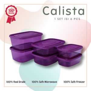 Toples Plastik Calista Set: 6pcs Kotak Makanan & Penyimpanan Bumbu Dapur