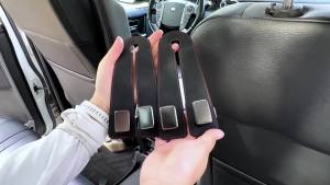 Amooca Car Headrest Hooks 4-Pack Suede Seat Organizer with Metal Core