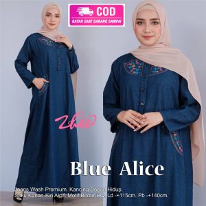 Gamis Jeans Wanita Jumbo XXL Alice Maxy Dress Long Dress Baju Muslim Terbaru
