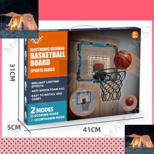 Electronic Foldable Scoring Basketball Board/Hoop With Lights Effect&Music Sports Toy Set1 Free Ball&Tool Kit
