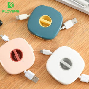FLOVEME Multifunctional Data Cable Headphone Storage Box Cables Holder Rotatable Earphone Winder USB Cord Mobile Phone Data Cable Charger Wire Storage Box