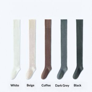 SEA JJT ถุงน่องผู้หญิงถุงเท้าสูงต้นขายาวกว่าเข่าถุงเท้าผู้หญิงฤดูใบไม้ร่วงและฤดูหนาวสนับเข่ายาวสีพื้นถุงน่องความดันขนาดเล็กมูลค่าสูง