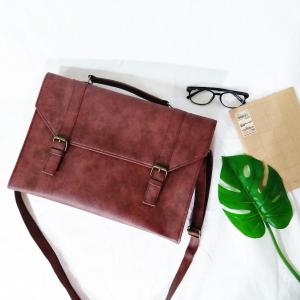 HEAPER NOEL กระเป๋าหนัง PU สไตล์วินเทจ กระเป๋าเอกสาร กระเป๋าคอม laptop สะพายข้าง Messenger bag