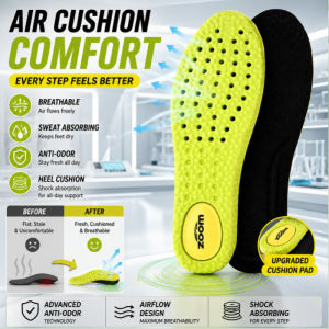 Breathable Shoe Insoles Odor Control Cushioning Shock Absorption Sweat Wicking Air Cushion Comfortable Foot Insoles