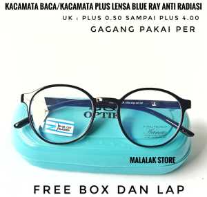 KACAMATA PLUS/KACAMATA BACA PRIA DAN WANITA/LENSA BLUE RAY ANTI RADIASI/GAGANG PAKAI PER/BAYAR DI TEMPAT/FREE BOX DAN LAP