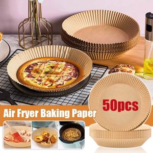 100pcs Air Fryer Disposable Paper Liners Round Non-Stick Parchment Paper Air Fryer Accessories