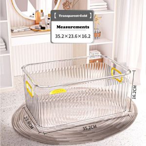 Activebae Luxury Transparent Cosmetic Wardrobe Sundries Desktop Storage With Handle and Lid