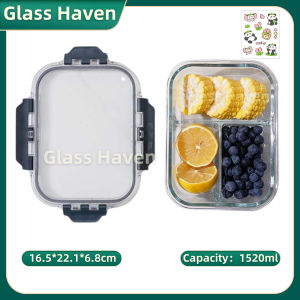 Glaven 保温饭盒 送贴纸 Glass Lunch Box + Sticker Heat Resistant Borosilicate Glass Container Thick Durable Build Food Storage 保温饭盒 便当盒