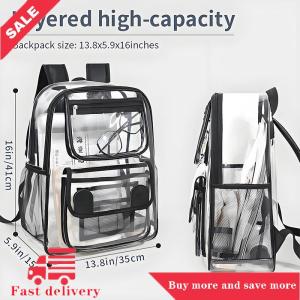 [COD] Transparent Backpack Transparent Storage Bag Students Bookbag Pocket Storage Bag Clear Beach Bag Work School