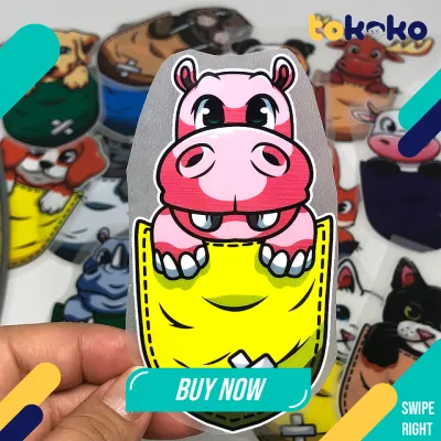 Stiker Sablon Setrika Cute Animals Pocket Sablon DTF Sablon Gosok Gambar Kantong Baju Hewan Lucu