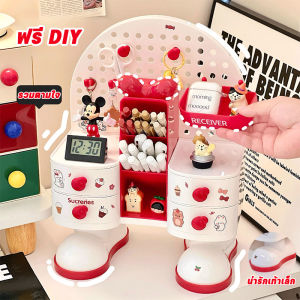 【Meet_tu】กล่องเก็บเครื่องเขียนบนโต๊ะ ตัวแบ่งลิ้นชัก PPความจุใหญ่ พร้อมช่องDIY จัดระเบียบโต๊ะนักเรียน-คอม