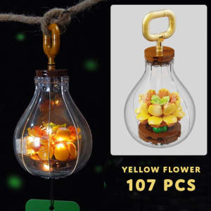 QIZHILEตัวต่อดอกไม้ Bulb flower Building Blocks DIY บล็อกอาคาร ดอกไม้ Flower Bouquet ตกแต่ง ของขวัญ（แถมไฟสี）
