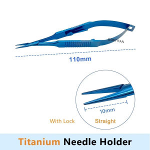KITA 1pcs Titanium Castroviejo Needle Holders Ophthalmic tweezers forceps 12cm 11cm 14cm Reuseable eye instruments Stainless steel