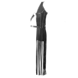 Women Punk Waist Belt Tassels Fringe Dress Belt Vintage PU Leather Waistband Belt Rocker Dance Performances Costumes
