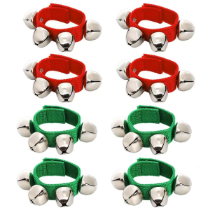 8Pcs Multicolor Wrist Band Wrist Bells Ankle Bells Musical Rhythm Bracelet Foot Ankle Bells Rattles Instrument for Kids