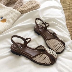 WomenS Flat-Toed Sandals Summer 2026 New Model Suitable For Skirts Single-Strap Beach Roman Sandals