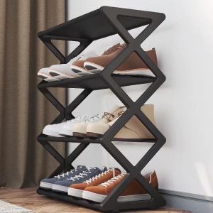 4 Layer Shoe Rack Tier Colored Stackable Stainless steel Shoes Organizer Storage Stand Rack Shelf